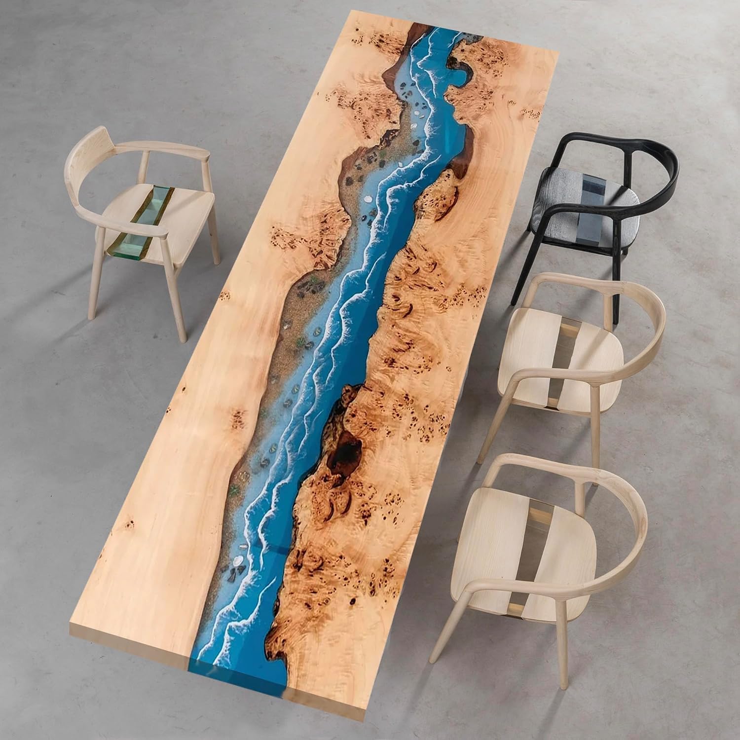 Aspen Wood Epoxy Table 120"x36", Custom Large Resin Table, Epoxy River Table, Natural Wood Table, Wooden Office Desk, for Meeting, Kitchen, Dining Room, Living Room, Home Decor