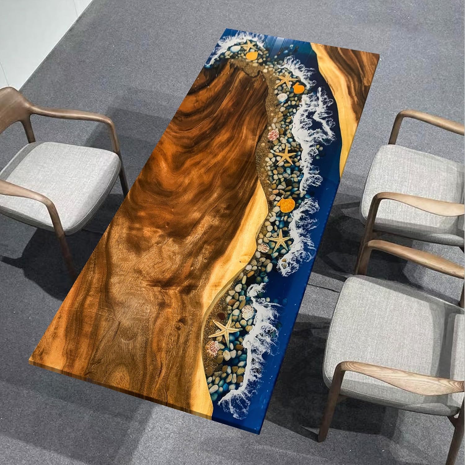 Walnut Custom Large Resin Epoxy Table, Epoxy River Table, Natural Wood, Wooden Office Desk, Meeting, Kitchen, Dining Room, Living Room, Home Decor
