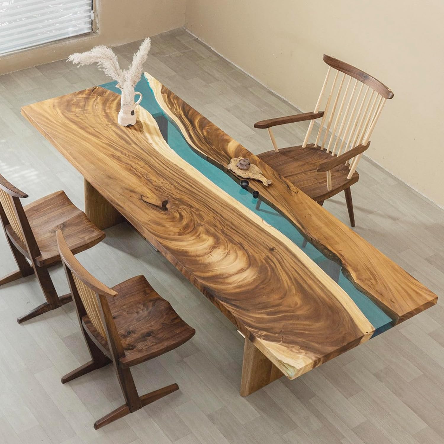 Walnut Custom Large Resin Epoxy Table, Epoxy River Table, Natural Wood, Wooden Office Desk, Meeting, Kitchen, Dining Room, Living Room, Home Decor