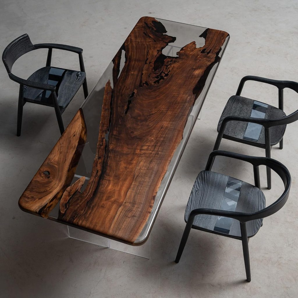 Black Walnut Epoxy Table 90"x42", Custom Large Resin Table, Epoxy River Table, Natural Wood Table, Wooden Office Desk, for Meeting, Kitchen, Dining Room, Living Room, Home Decor