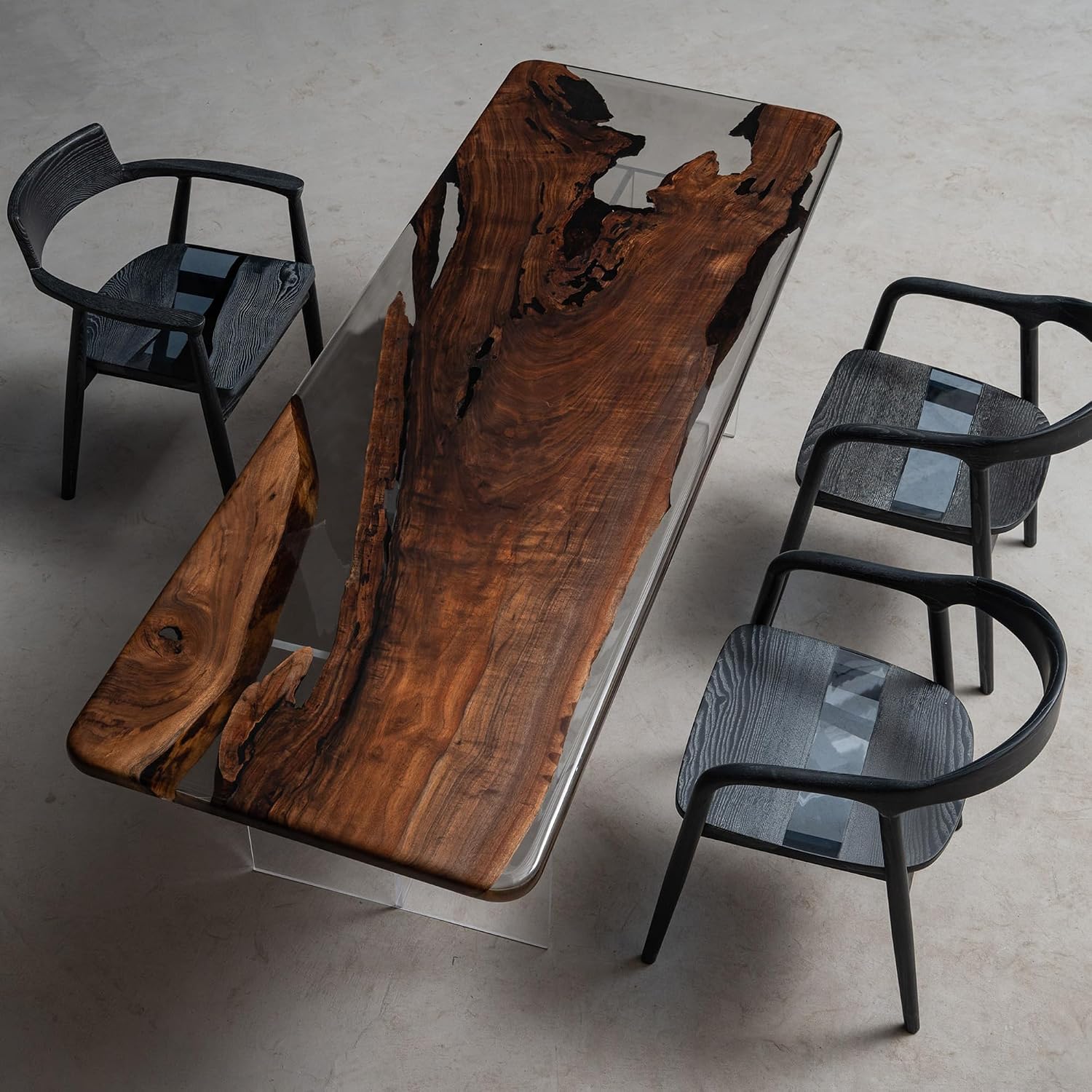Black Walnut Epoxy Table 90"x42", Custom Large Resin Table, Epoxy River Table, Natural Wood Table, Wooden Office Desk, for Meeting, Kitchen, Dining Room, Living Room, Home Decor