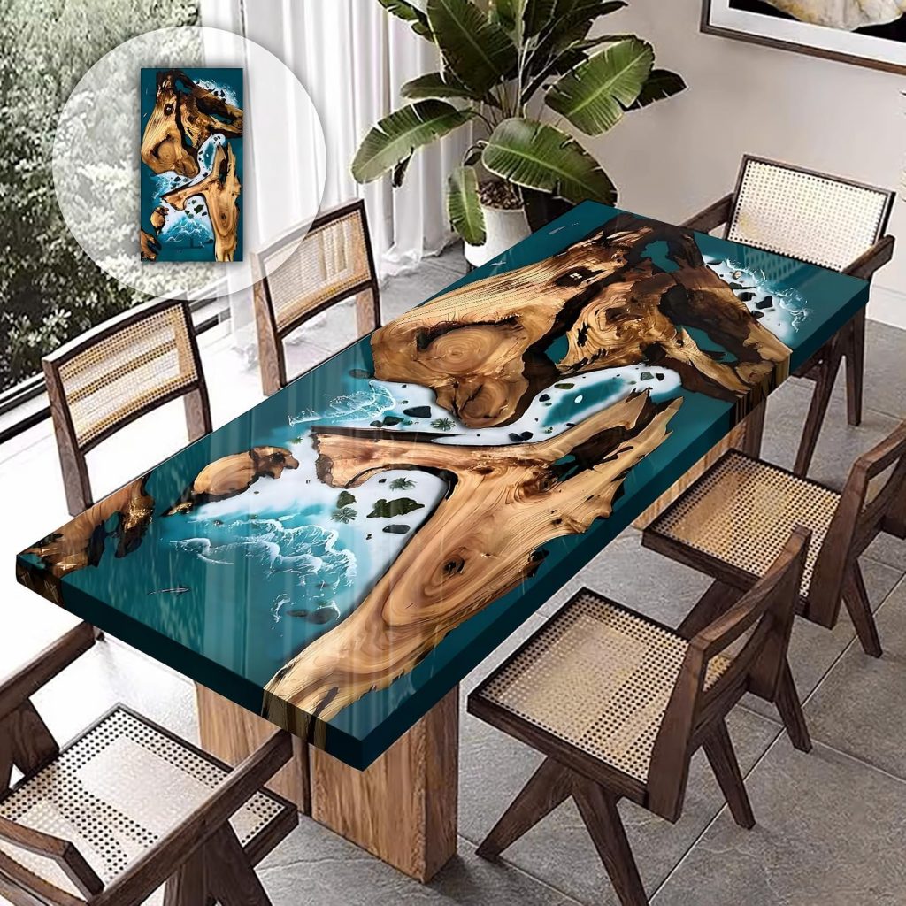 Walnut Wood, Executive Desk, Custom Large Epoxy River Table, Solid Wood, Large Computer Office Desk Workstation, Business Furniture for Home Office