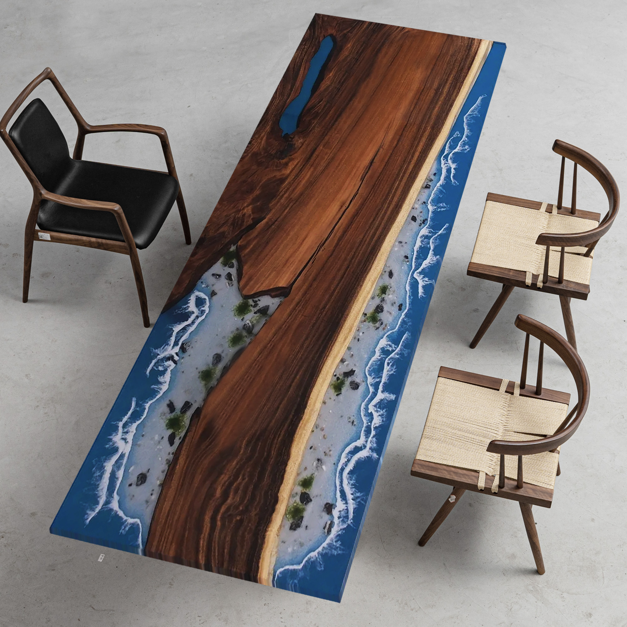 Handmade Customized Epoxy Resin River Table, Black Walnut | Natural Wood, Coffee Table, Living Room, Dining Room, Kitchen, Home Decor