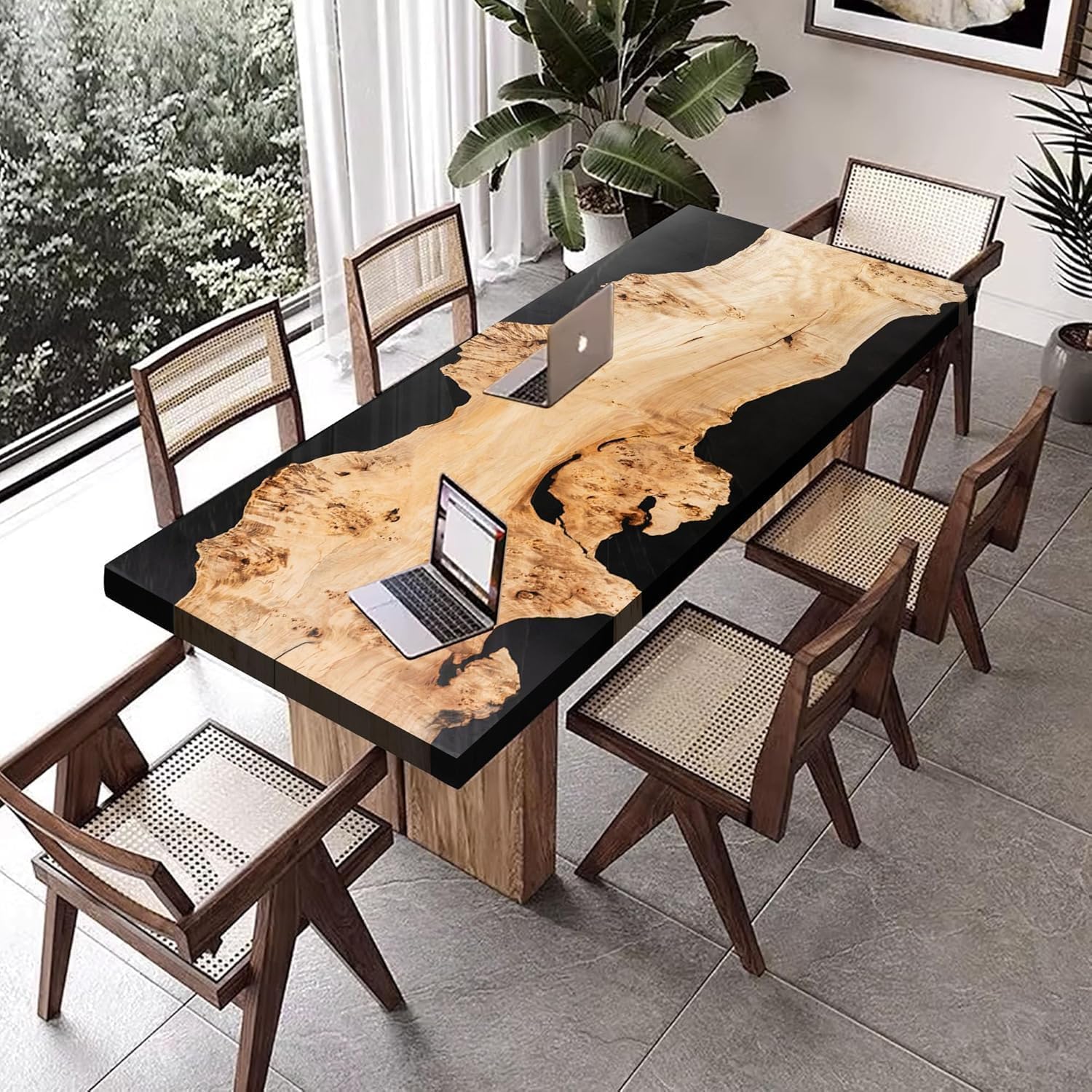 Aspen Wood Office Conference Table, Custom Large Epoxy Resin River Table, Solid Wooden, Meeting, Podcast, Training