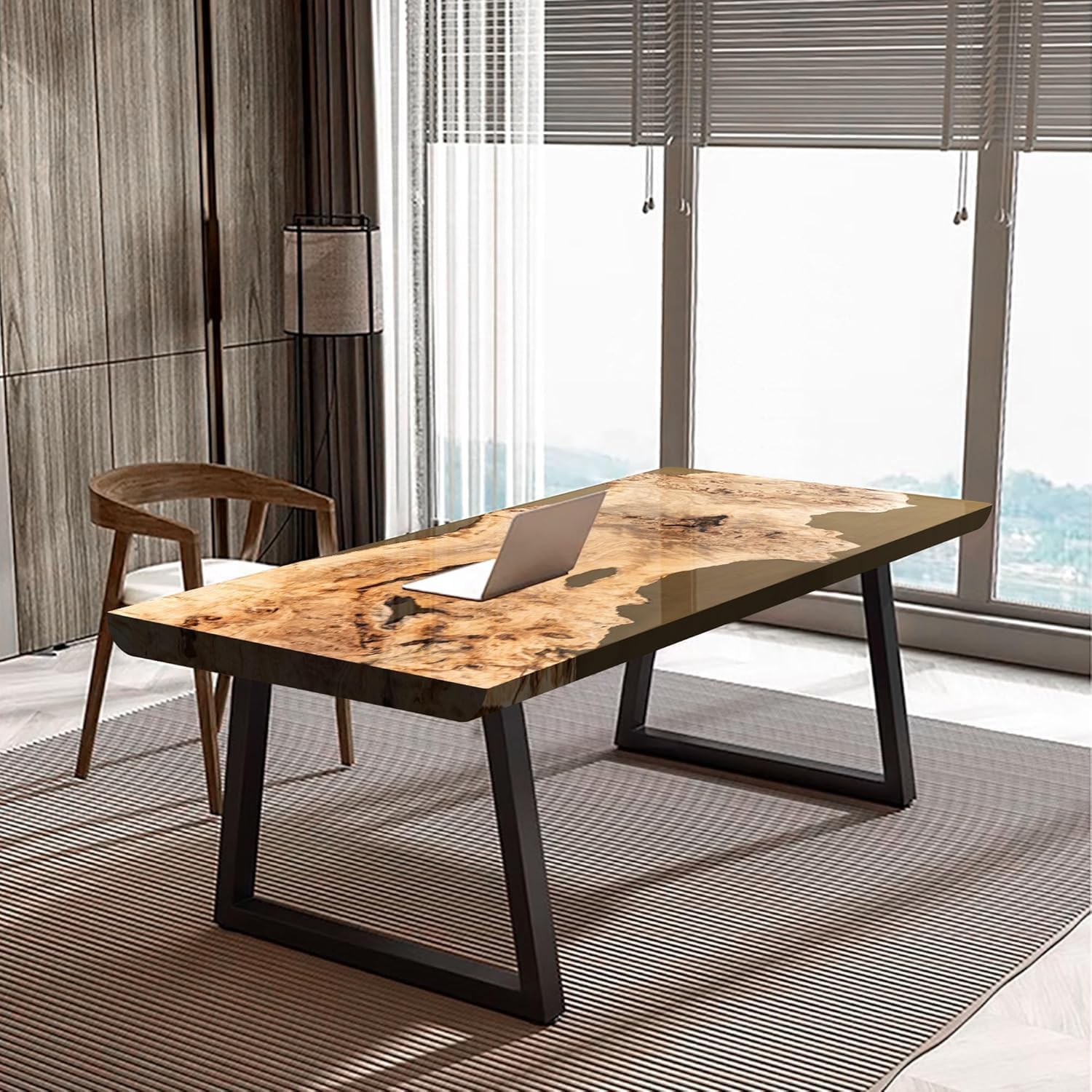 Aspen Wood Customize Executive Desk, Solid Wood Epoxy Resin Table, Large Computer Office Desk Workstation, Laptop Desk Study Writing Table Business Furniture for Home Office