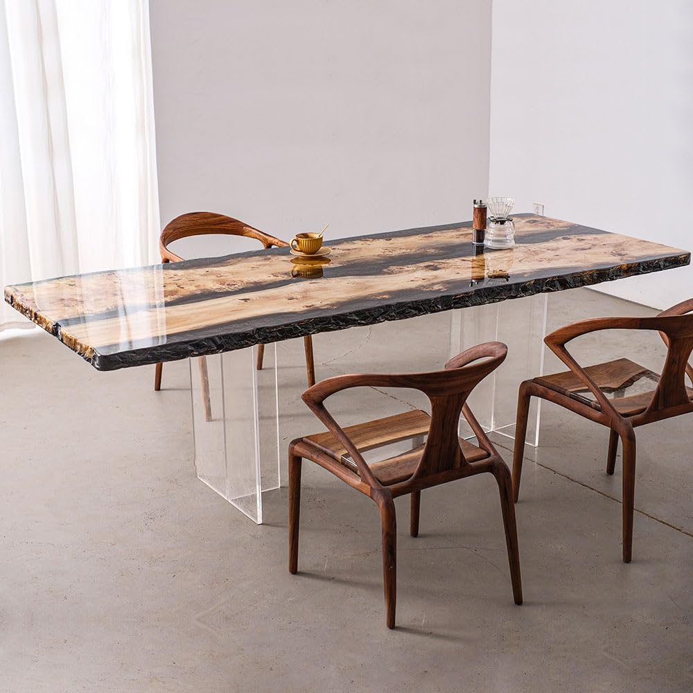Aspen Wood Custom Large Resin Epoxy Table, Epoxy River Table, Natural Wood, Wooden Office Desk, Meeting, Kitchen, Dining Room, Living Room, Home Decor