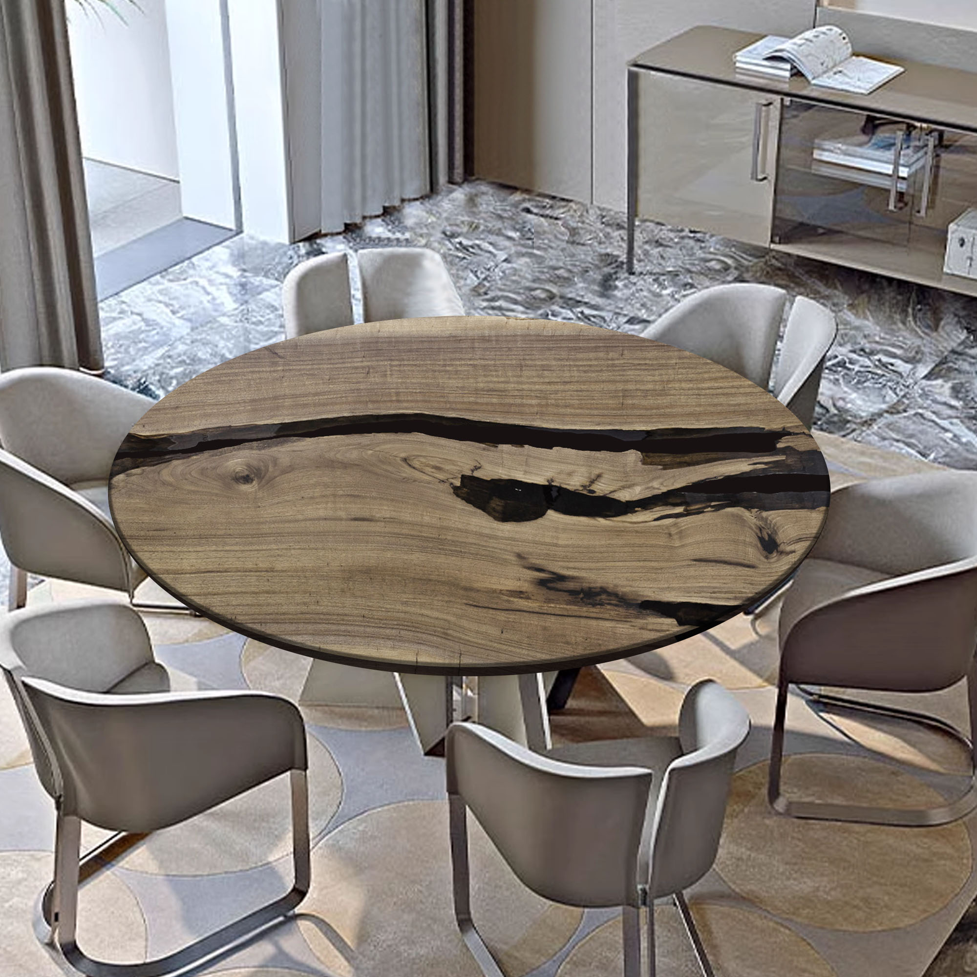 Walnut Wood Table 60" L x 38" W, Executive Desk, Custom Large Epoxy River Table, Solid Wood Slabs Table, Large Computer Office Desk Workstation, Business Furniture for Home Office (ERT24012)