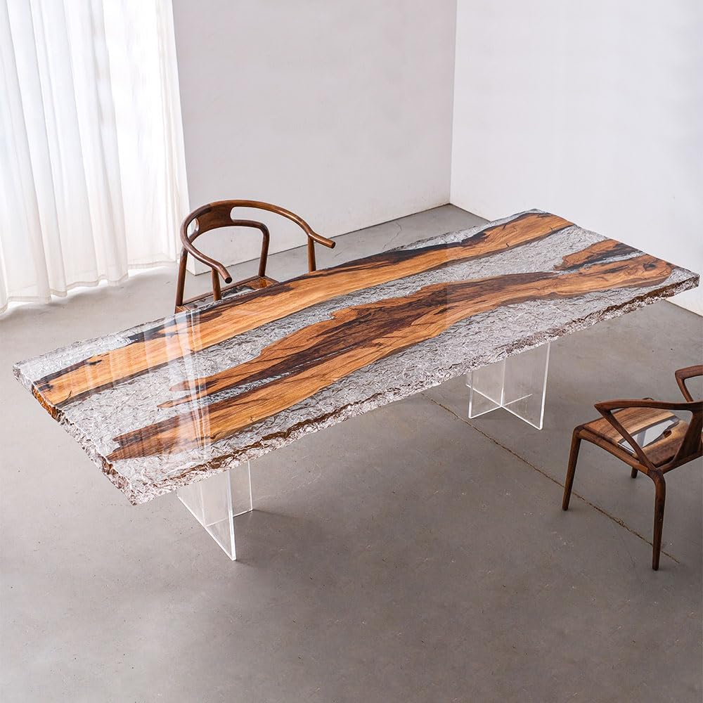 Olive Ice Crystal Custom Large Resin Epoxy Table, Epoxy River Table, Natural Wood, Wooden Office Desk, Meeting, Kitchen, Dining Room, Living Room, Home Decor